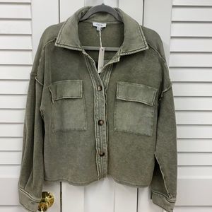 NWT Fate olive Terry shacket